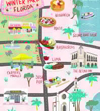 Park Avenue in Winter Park Orlando with walkable shops and cafes