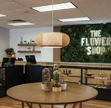Florida hemp flower shop interior with labeled jars