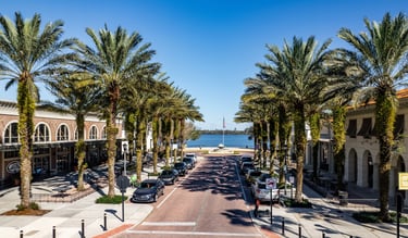 Baldwin Park Village Center in Orlando with walkable shops and restaurants