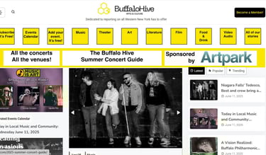 A screen shot of a website page with a picture of the members of Hywater