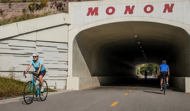 Cyclists riding on the Monon Trail