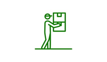 a man holding boxes with a box on it