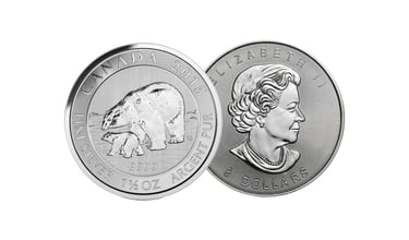 silver polar bear coin