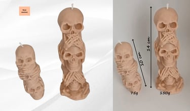 100% natural salmon pink skeleton candle from eclatdeluciole.fr