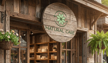 Image Enseigne Natural Care en bois