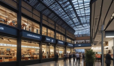 A confident businesswoman reviewing paperwork in a modern office.