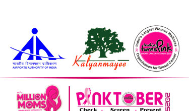 India turns pink logo, 10 million moms logo, pinktober logo