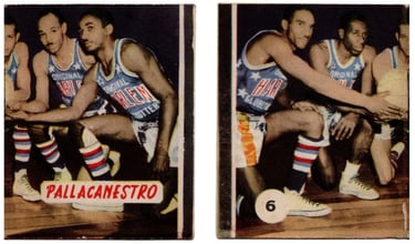 1953 Lampo Figurine Sport Magico #6 Pallacanestro Harlem Globetrotters Booklet (front & back cover)