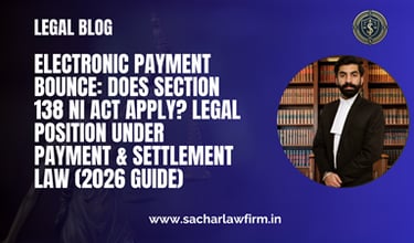 Electronic Payment Bounce: Does Section 138 NI Act Apply? Legal Position Under Payment & Settlement Law (2026 Guide)
