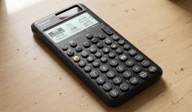 Casio fx-991cw ClassWiz high resolution scientific calculator showing QR code feature and spreadshee
