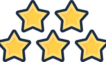 Avaliações cinco estrelas dos nossos serviços