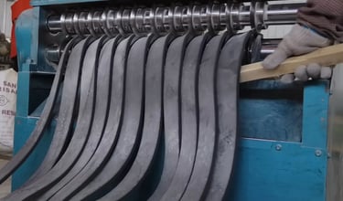 Rubber sheets cut into strips for further molding and production