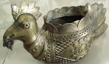 "Handcrafted brass pen stand in sitting duck design – unique table décor piece-for worldwide trade"