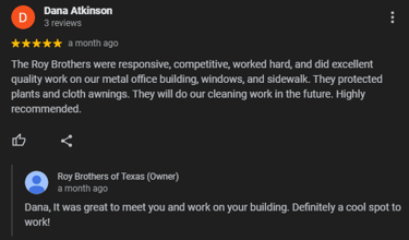 Roy Brothers of Texas Google Review