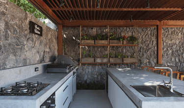 outdoor kitchen by the private pool at Villa Noah st jean st barth