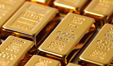 shiny gold bullion bars in stacks