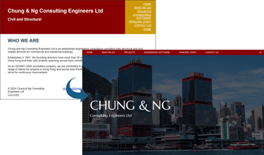 Screenshot of old and new Chung & Ng homepages