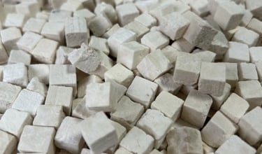 Photo de Fu ling (poria cocos) champignon en cube blanc