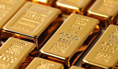 shiny gold bullion bars in stacks