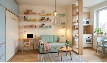 Cozy apartment interior showing comfortable and relaxing home decor setup