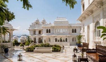 White marble work at Taj lake palace ultra luxury hotel in Udaipur