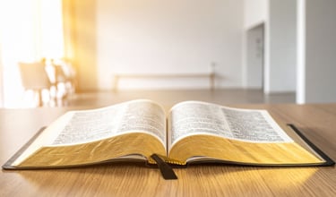 Open Bible representing Christian inspiration and daily devotionals