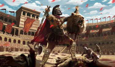 okami art illustration digital painting gladiateur concept art arene empire romain guerrier