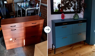 komodos dažymas – prieš ir po atnaujinimo