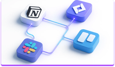 Integrações com Notion, Slack, Jira, Trello, Confluence, Figma