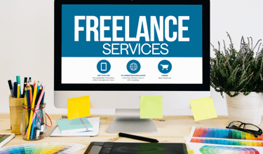 a desktop computer monitor screen displaying a freelance services