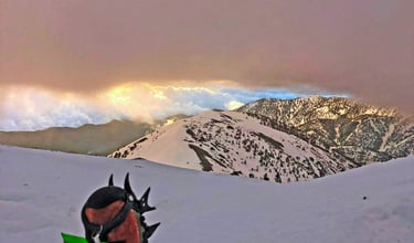 Above the Baldy Bowl Facing the Devil's Backbone During a Winter Storm | Mount San Antonio (Mount Baldy)