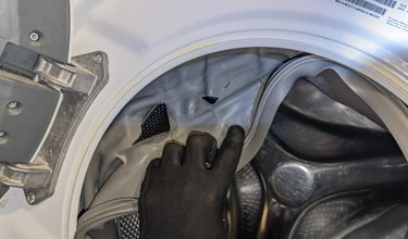 Front load washer door boot gasket seal with holes on it