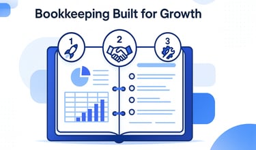 Illustration showing bookkeeping growth using dashboards and automation