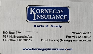 Sponsor: Kornegay Insurance Business Card
