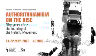 Sakharov Conference 2026 poster “Authoritarianism on the Rise” Vilnius
