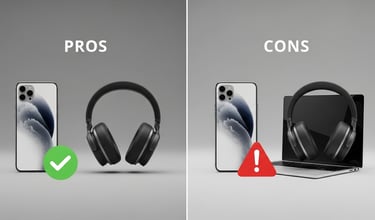 a pair of headphones with a laptop and a laptop