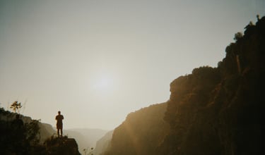 Man in the mountains on a personal journey