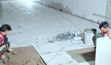 Granite and tile flooring at Apollo Hospital.