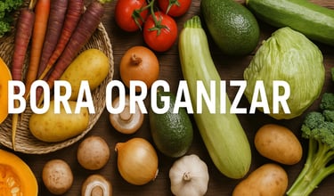 imagem várias frutas e verduras juntas numa cesta.