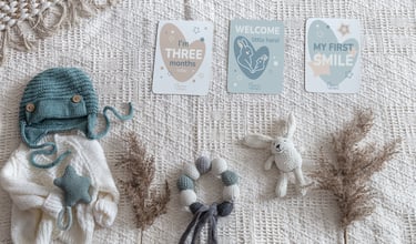 Cute and gentle Logo and Brand Identity for baby store Mommy's Hero, baby photo cards