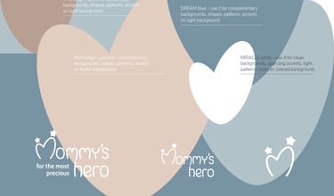 Cute and gentle Logo and Brand Identity for baby store Mommy's Hero, color palette