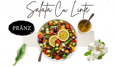 Salată cu linte, legume și dressing de lămâie cu ulei de măsline
