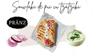 Souvlaki de pui cu tzatziki