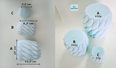 100% natural light pastel blue braided candle from eclatdeluciole.fr