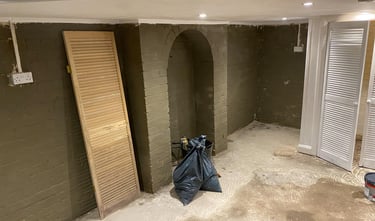 a brickwall in a cella damp proofed by general builds