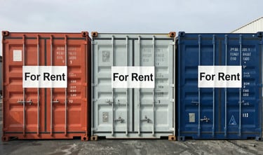 A sleek black and yellow delivery truck parked beside modern storage containers under a clear sky.