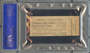 1925 Dominion Chocolates Athletic Stars #26 Niagra Falls Ladies Basketball Team Card (back)