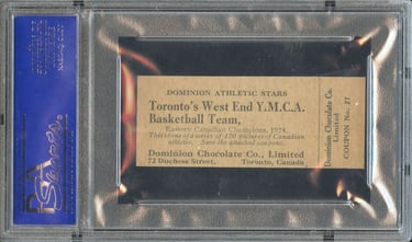 1925 Dominion Chocolates Athletic Stars #27 Toronton Basketball Champs Card (back)