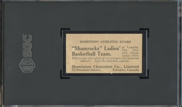 1925 Dominion Chocolates Athletic Stars #47 Shamrocks Basketball Team (no coupon) back