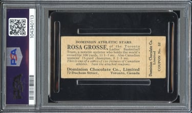 1925 Dominion Chocolates Athletic Stars #52 Rosa Grosse Basketball Card (back)